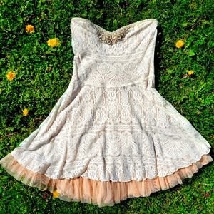 Cream, Off-White Lace Dress